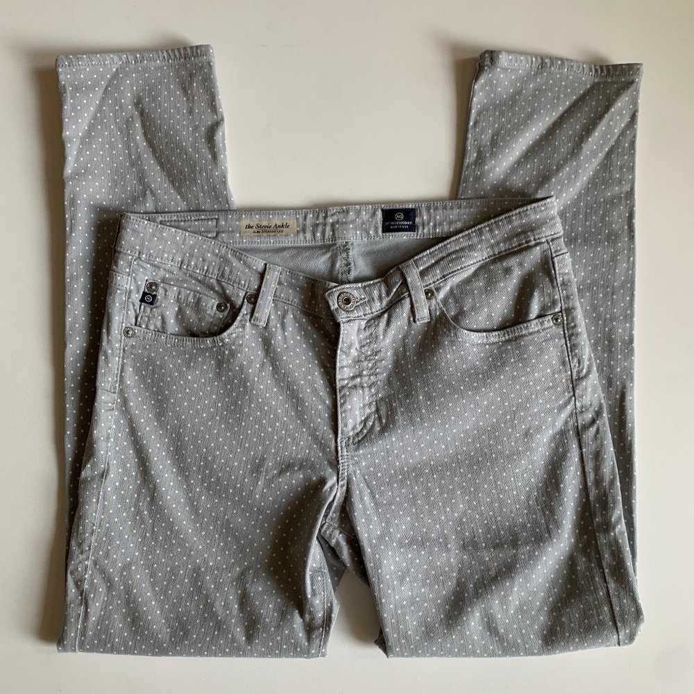 AG Adriano Goldschmied Stevie Polka Dot Skinny Ankle Jeans Anthro Size 30